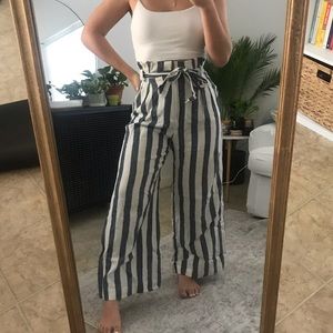 Wide Leg High Waisted Stripe Pant
